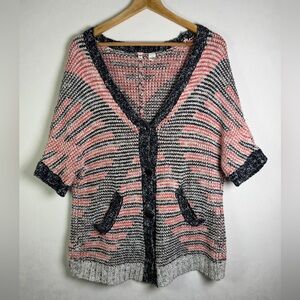 Anthropologie Moth Knit Short Sleeve Cardigan XS Boho Textured Button Front